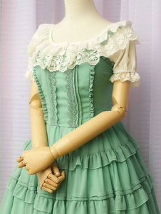 Robe bretelles lolita chiffon verte