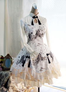 Robe Lolita Satin Qi Chinois séduisante en coton écru blanche douse