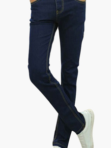 Jean slim unicolore en denim bleu foncé