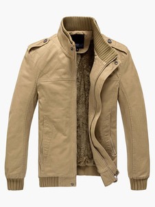 Blouson en coton unicolore avec poches en polyester