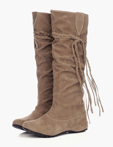 Bottes mi-mollet courroie ajustable bout rond