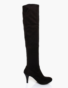 Cuissardes à talons aigus en micro daim fait main en tissu