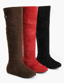 Bottes à talons compensés en micro daim boucle