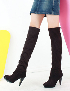 Cuissardes chic à talons aigus en micro daim Tige réglable