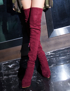 Cuissardes à talons aigus en micro daim fait main en tissu