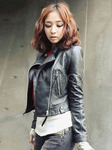 Magnétique veste féminine noir style urbain multicouche