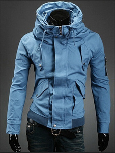 Blouson en coton mélangé unicolore avec zip