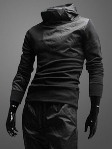 Sweat-shirt en coton mélangé patchwork à col haut