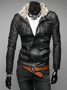 Veste homme en PU revers embelli