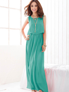Robe maxi en chiffon unicolore