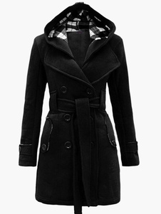 Double-breasted cocher poches avec ceinture manteau pour femme