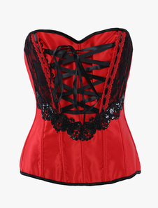 Corset sein couvrant rouge avec papillon dentelle
