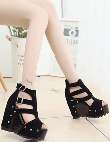 Les chaussures de femmes Wedge sandales Peep Toe Criss-cross
