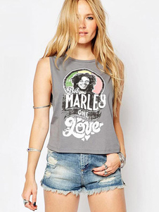 T-shirt sans manches réservoir Vest des femmes en gris