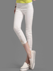 Skinny dentelle recadrée enfûtage occasionnels Pant