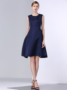 Robe patineuse Midi sans manches marine