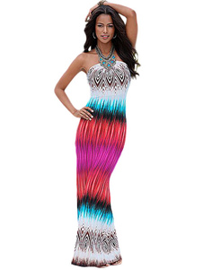 Robe longue Bohème en mélange de coton et Tribal Print