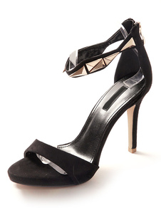 Simili-Suède Stiletto sandales des femmes avec des détails en métal