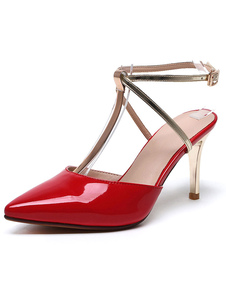 T-Strap femmes a souligné Toe Stiletto Heels