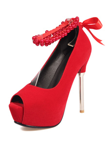 Perles Peep Toe Sandals des femmes