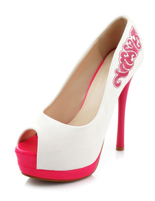 Chaussures de haut talon Peep Toe brodé chaussures à talon