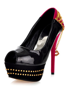 Chaussures plateformes à talons hauts sandales Peep Orange foncé