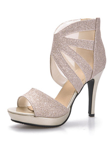 Paillettes Peep Toe Stiletto sandales des femmes