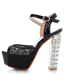 Sandales Peep Toe filets sandales à talon Chunky femmes