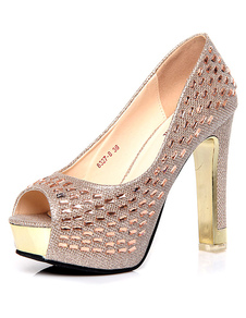Talons hauts paillettes Peep Toe plate-forme chaussures femme