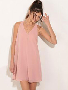 Robe d’été dos nu col en v sans manches