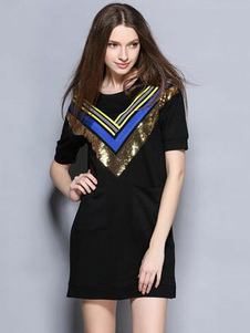 Manches courtes paillettes robe