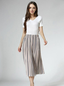 Mousseline de soie Stripe recadrée pantalons jambes larges