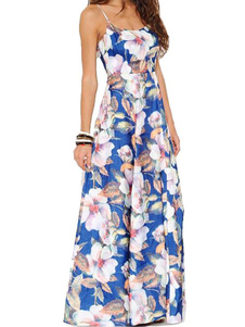 Bretelles spaghetti robe sans manches de Maxi imprimé Floral