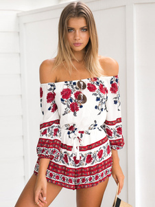 Bateau demi-manchon Foral Jumpsuit imprimé surdimensionné