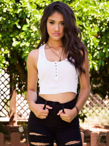 Hauts recadrée sans manches encolure carrée