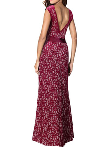 Corps-consicious Maxi robe sans manches dos en V Party robe en dentelle