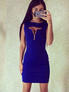 Ouvert avant robe sans manches Slim Fit Mini