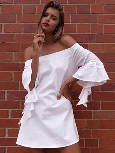 De l’épaule manches Mini robe à volants