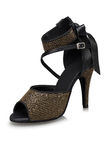 Salle de bal des femmes chaussures noir Peep Toe Stiletto chaussures de danse