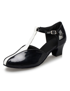 Danse blanc chaussures femme rond boutons Ballroom Shoes