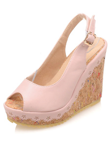 Peep Toe Wedge Sandals des femmes