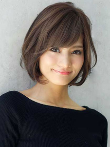 Frange balayée par le côté ébouriffé couches perruques courtes