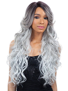 Perruques de boucles serties de temps gris argent