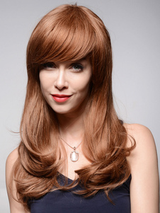 Bronzage léger boucles aux extrémités, perruques de cheveux humains