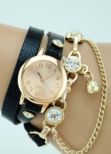 Montre de mode de chaînes de métal strass