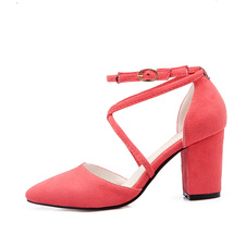 Robe Shoes monogramme Suede a souligné Toe talons Chunky