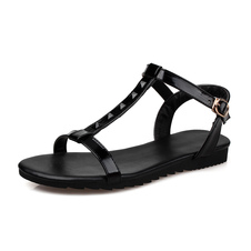 Rivets T-strap sandales plates