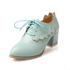 Oxford chaussures lacets des femmes talons fait talons Chunky