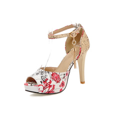 Sandales à plateforme floral imprimé Peep Toe