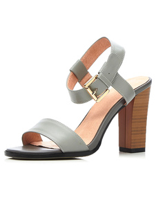 Sandales femmes Buckle escarpins Wood Grain Chunky talons